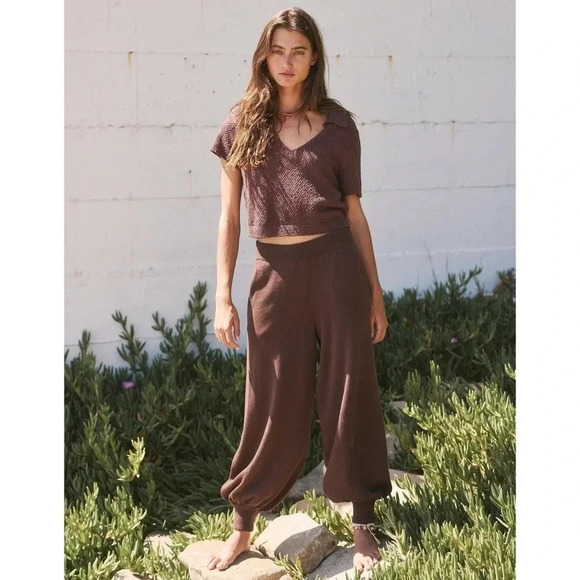NWT Free People Nolan Sweater Set Matching Two Piece Pants Set Brown Small - Picture 3 of 15